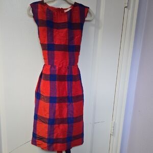 Crewcuts Red Blue Plaid Midi Dress Girls Size 12 EUC